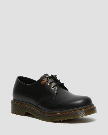 Dr Martens 1461 Rose Gold Hardware Leren Oxford Schoenen Dames Zwart | NL 427WNB